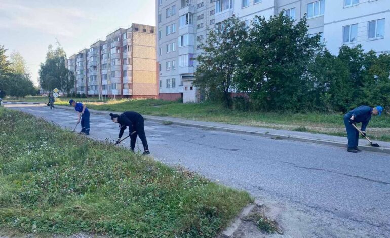 На благоустройство Новолукомля вышли представители организаций и учреждений