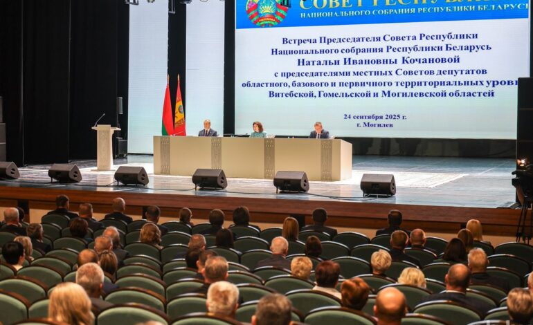 О чем говорила в Могилеве председатель Совета Республики Национального собрания Наталья Кочанова с депутатами трех областей